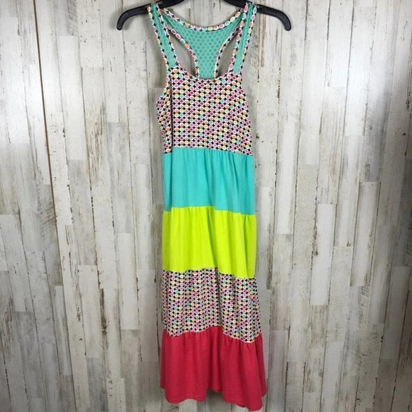 Bonnie Jean Striped Maxi Dress Lace Racerback NWT - Picture 1 of 6
